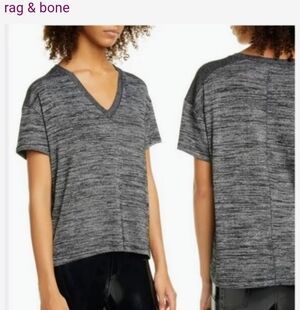 Rag & Bone Avryl V-neck Short Sleeve Sweater Gray Size XXS